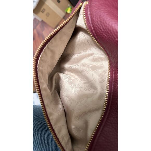 Michael Kors Burgundy Oxblood Leather Hobo Shoulder Bag - Soft & Stylish - Picture 12 of 13